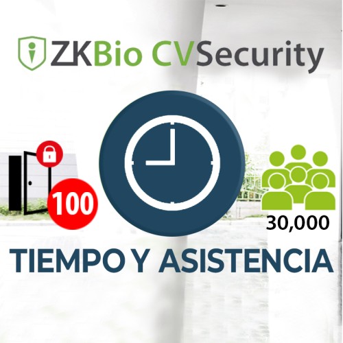   Software de Tiempo y Asistencia ZKBio CVSecurity (Licencia para agregar 100 Relojes) TyA ZKSoftware (ZKBioCV-TA-P100)